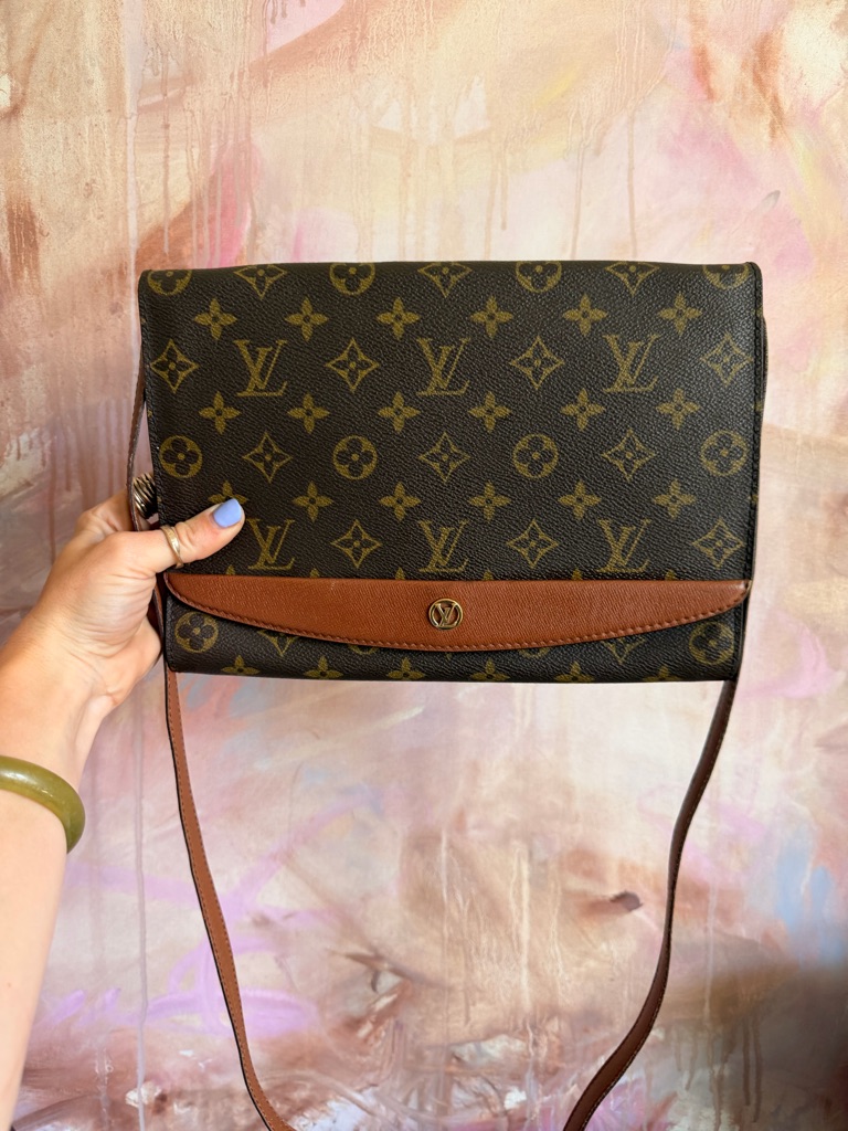 Louis Vuitton Brown Monogram Canvas Shoulder Bag / Clutch